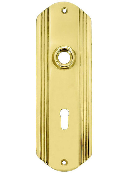 Streamline Deco Forged Brass Back Plate With Keyhole in Un-Lacquered Brass.